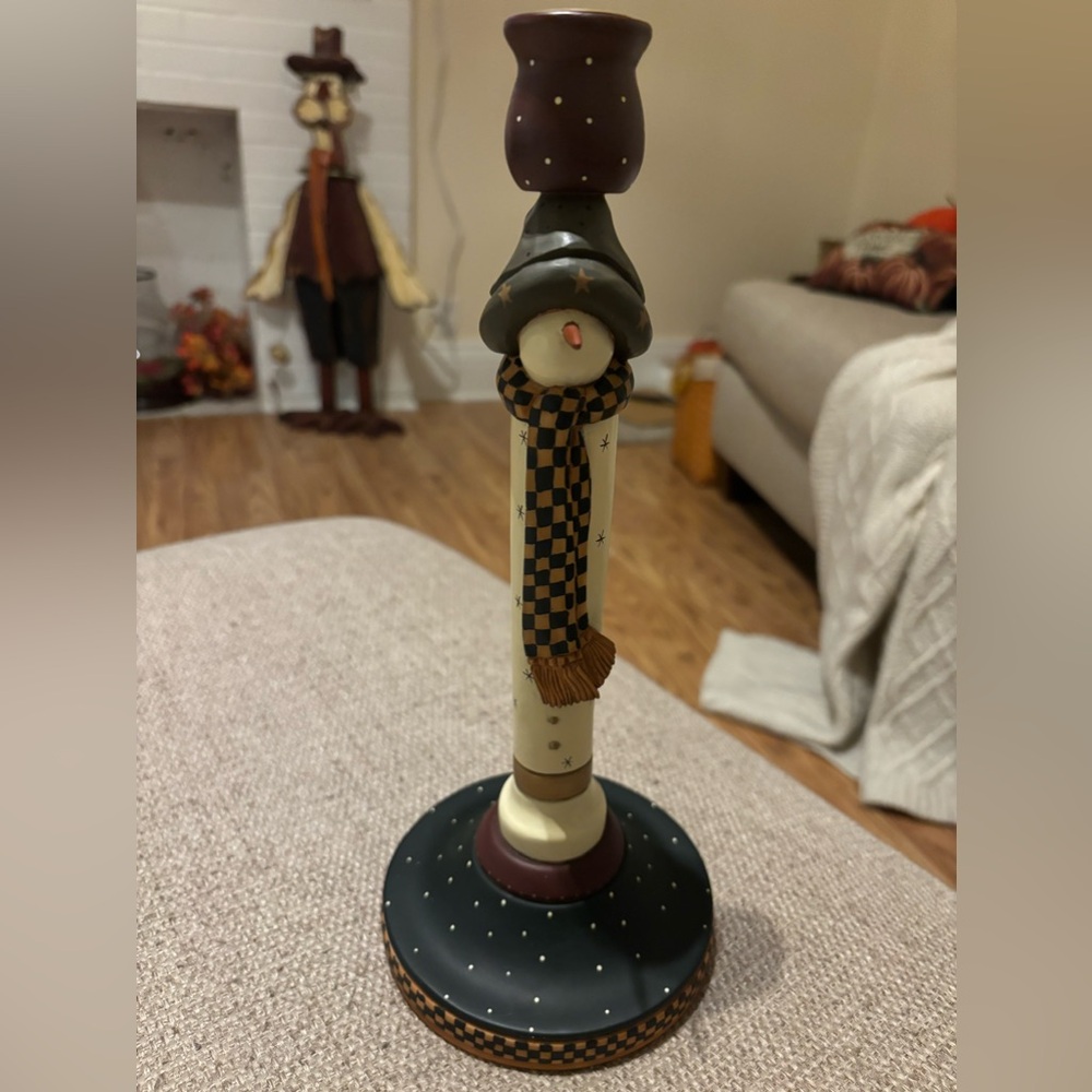 Williraye Studio WW 2228 Snowman Candlestick  14 inches tall